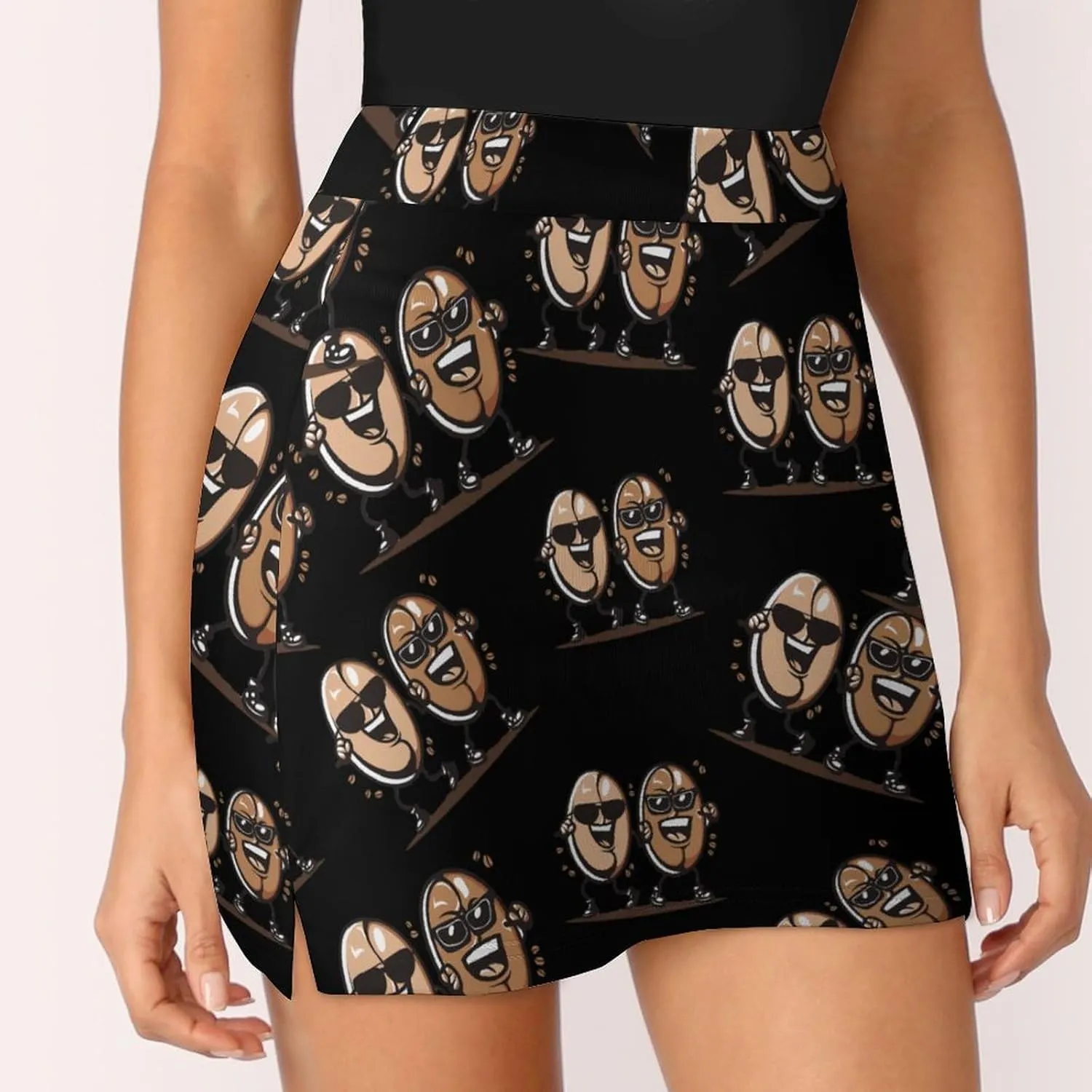 Coffee Beans Women's Skort Athletic Skirt Golf Skorts A-line Skirts with Built-in Shorts Pockets