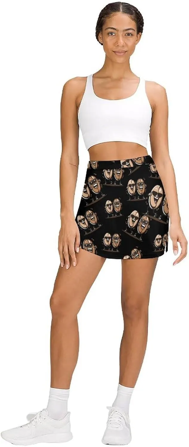 Coffee Beans Women's Skort Athletic Skirt Golf Skorts A-line Skirts with Built-in Shorts Pockets