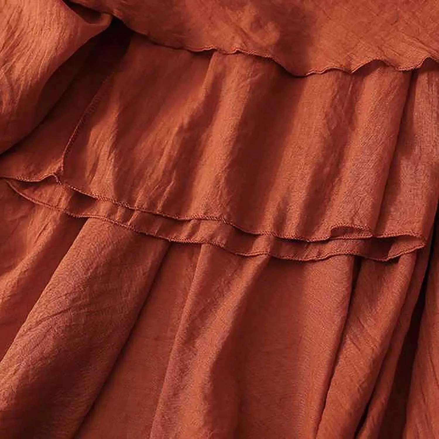 Cotton Skirts for Women Trendy Elegant Elastic High Waist A Line Layered Ruffle Flowy Fairy Swing Pleated Maxi Skirt
