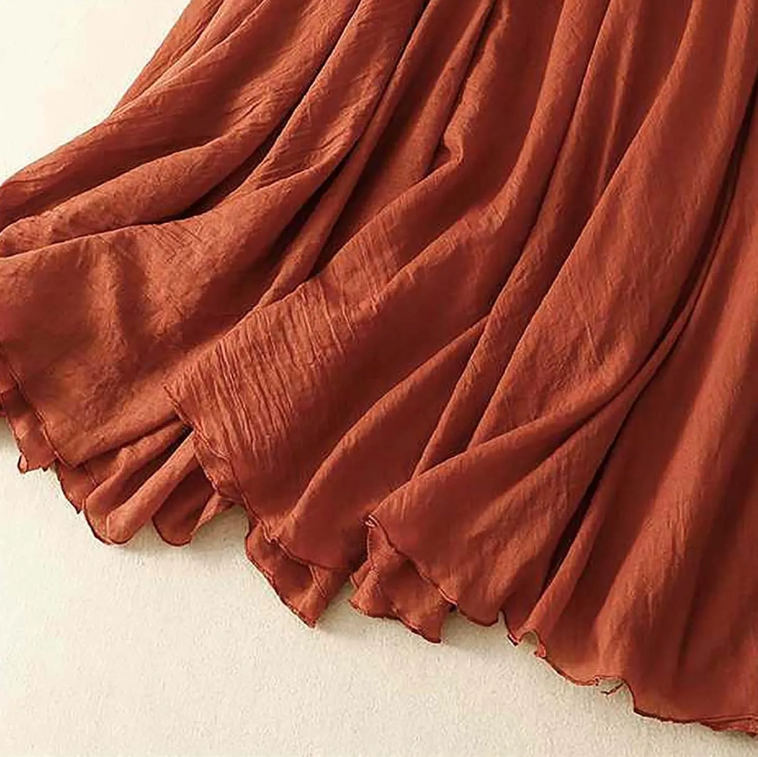 Cotton Skirts for Women Trendy Elegant Elastic High Waist A Line Layered Ruffle Flowy Fairy Swing Pleated Maxi Skirt
