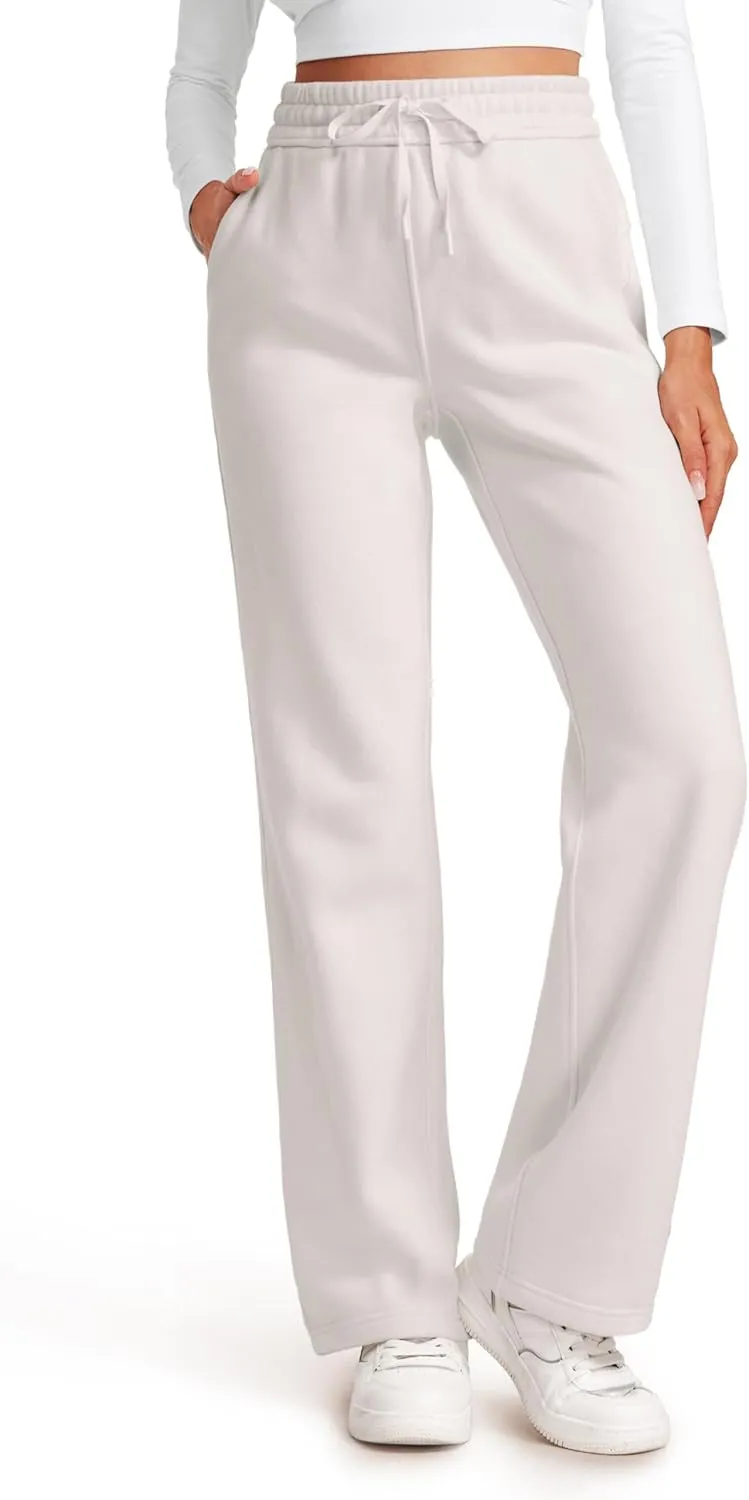 CRZ YOGA Cotton Fleece Lined Sweatpants Women 30" Straight Leg Casual Lounge Sweat Pants for Women