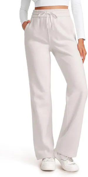 CRZ YOGA Cotton Fleece Lined Sweatpants Women 30" Straight Leg Casual Lounge Sweat Pants for Women