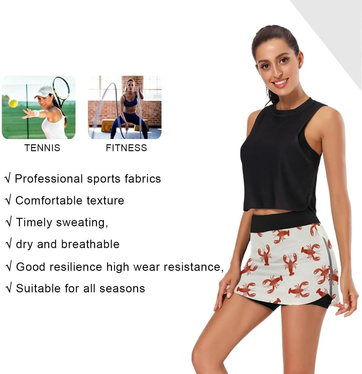 Cute Three Gnome Independence Day Women's Golf Tennis Skort Classic Athletic Skirt Everyday Casual Skort with Pockets