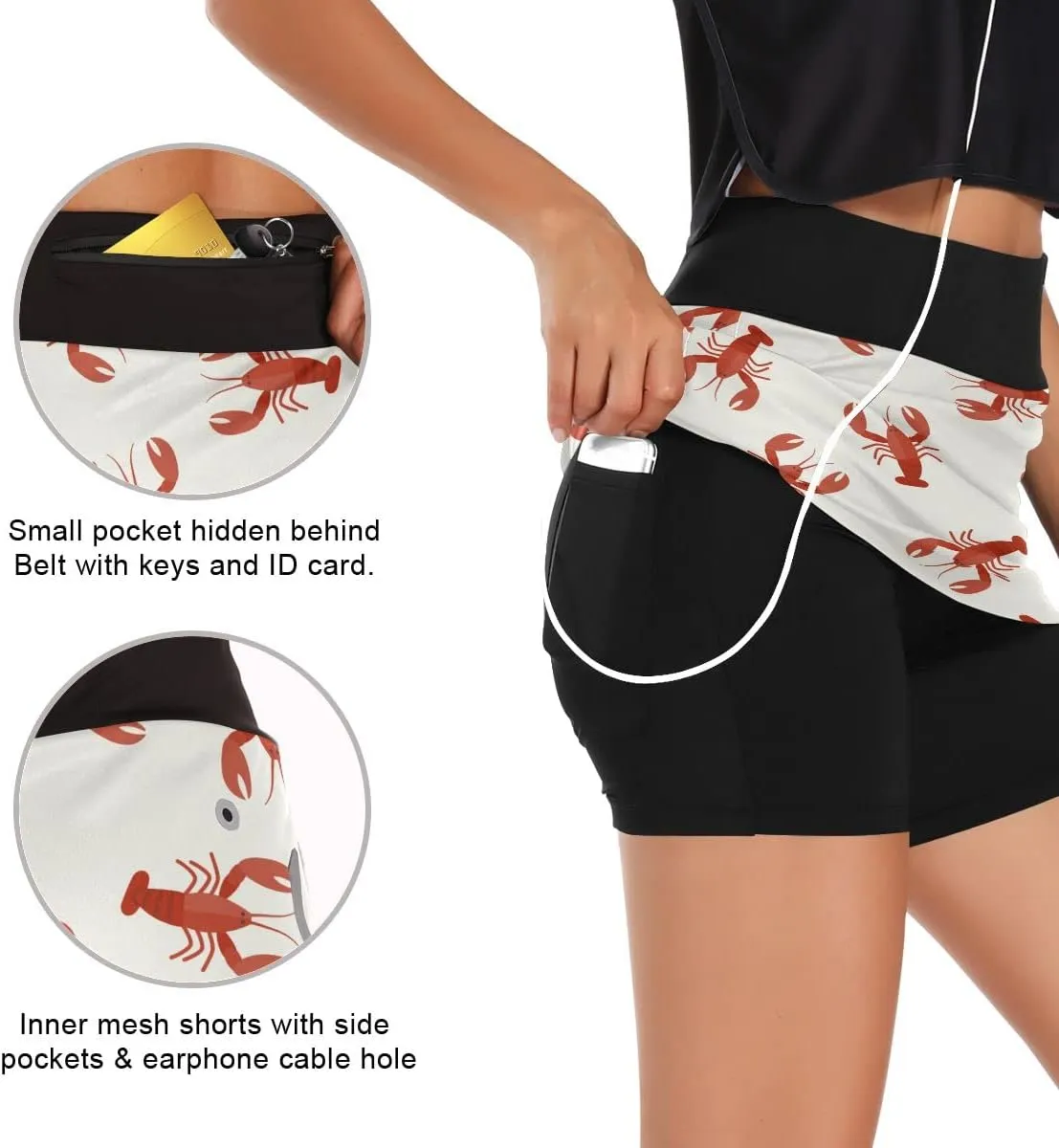 Cute Three Gnome Independence Day Women's Golf Tennis Skort Classic Athletic Skirt Everyday Casual Skort with Pockets