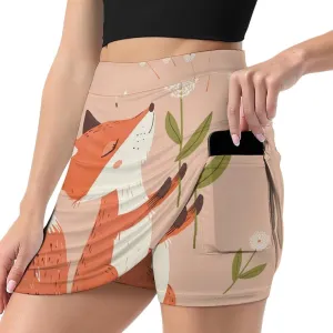 Dandelion Fox Animal Women's Skort Athletic Skirt Golf Skorts A-line Skirts with Built-in Shorts Pockets