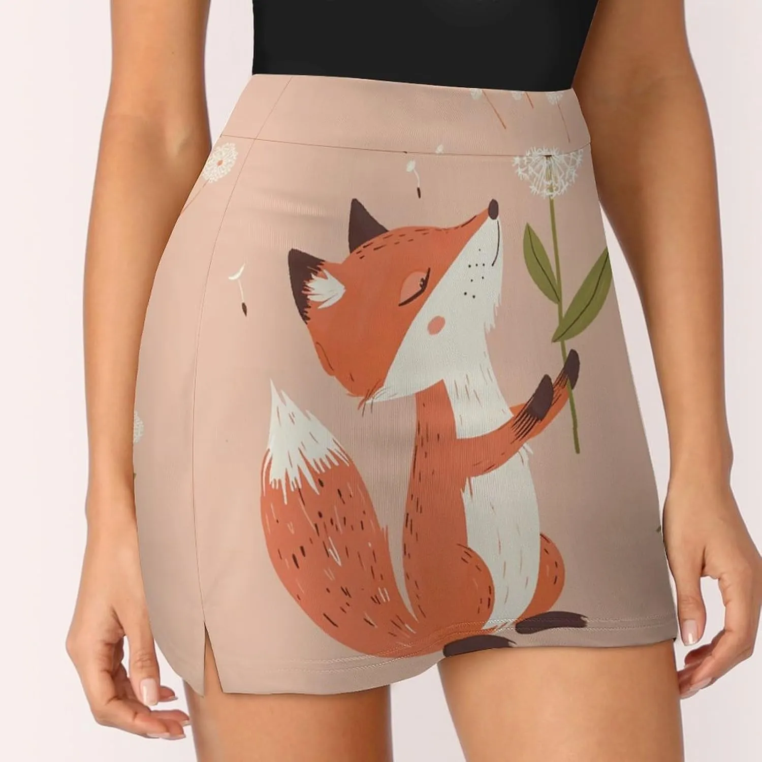 Dandelion Fox Animal Women's Skort Athletic Skirt Golf Skorts A-line Skirts with Built-in Shorts Pockets