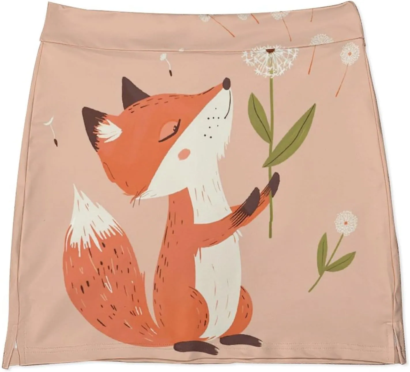 Dandelion Fox Animal Women's Skort Athletic Skirt Golf Skorts A-line Skirts with Built-in Shorts Pockets