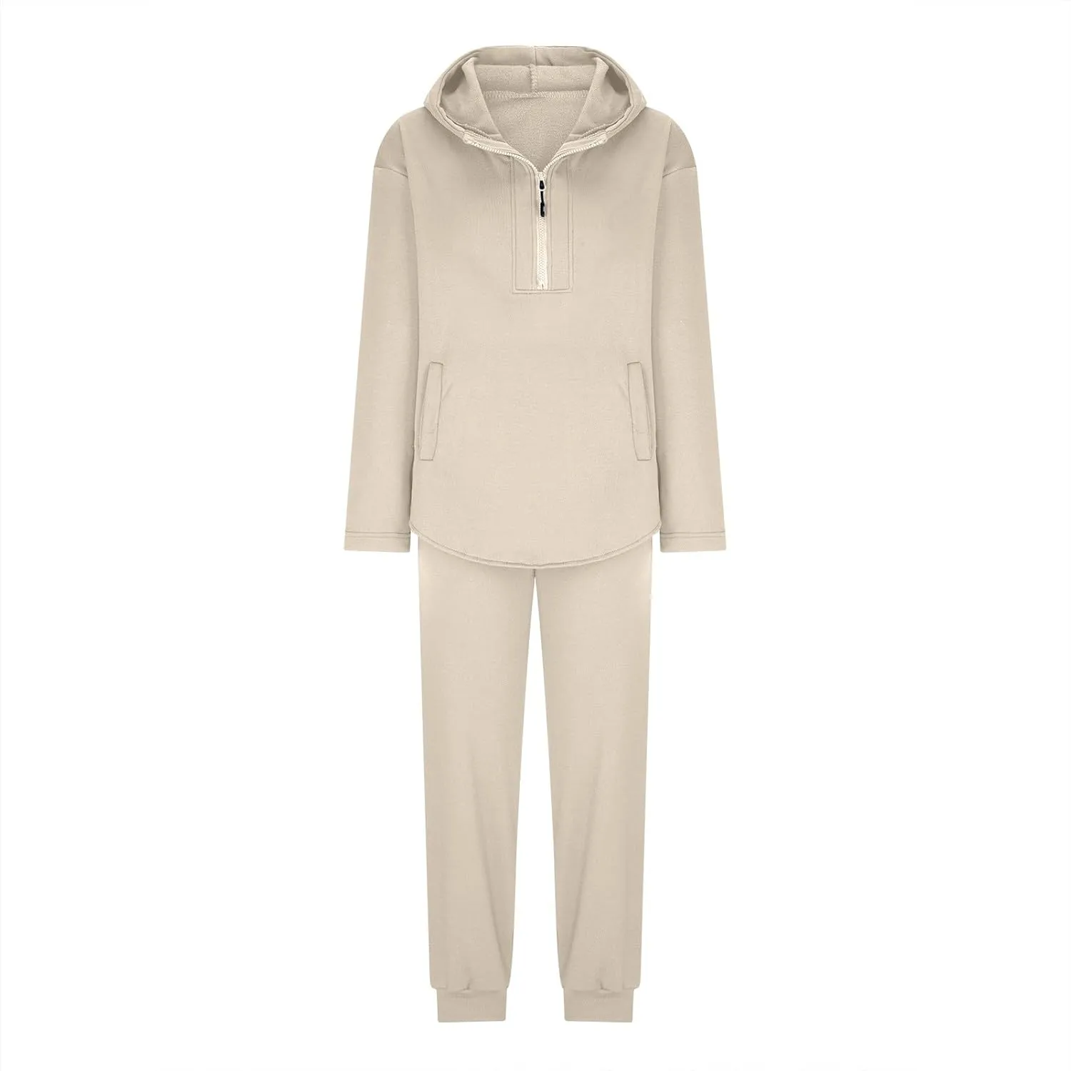 DOLKFU Womens 2 Piece Outfits Half Zip Oversized Pullover Sweatsuit with Pockets High Waist Sweatpants Tacksuit