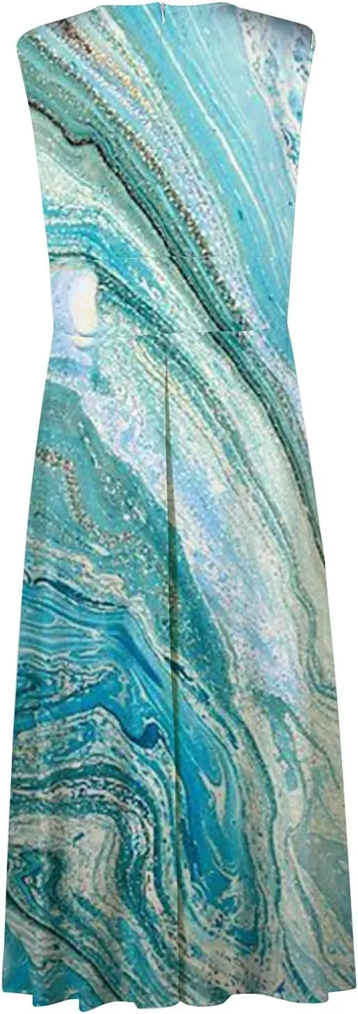 Dresses for Women 2024,Women's Maxi Dress Sleeveless Casual Flowy Swing Dress Floral Print Fashion Daily Sundresses