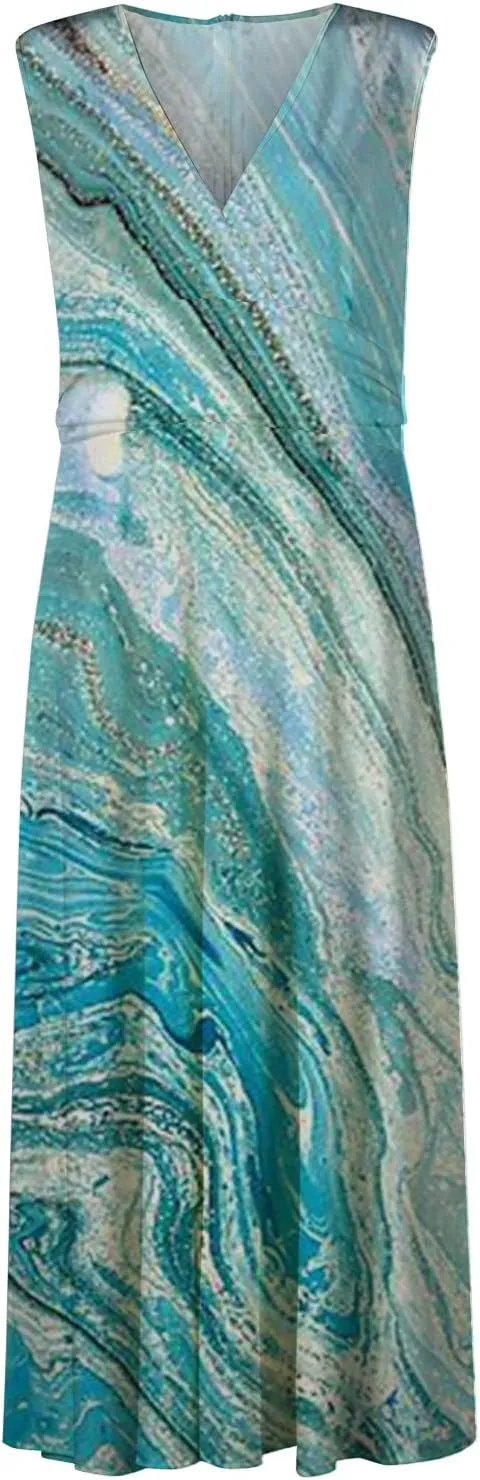 Dresses for Women 2024,Women's Maxi Dress Sleeveless Casual Flowy Swing Dress Floral Print Fashion Daily Sundresses