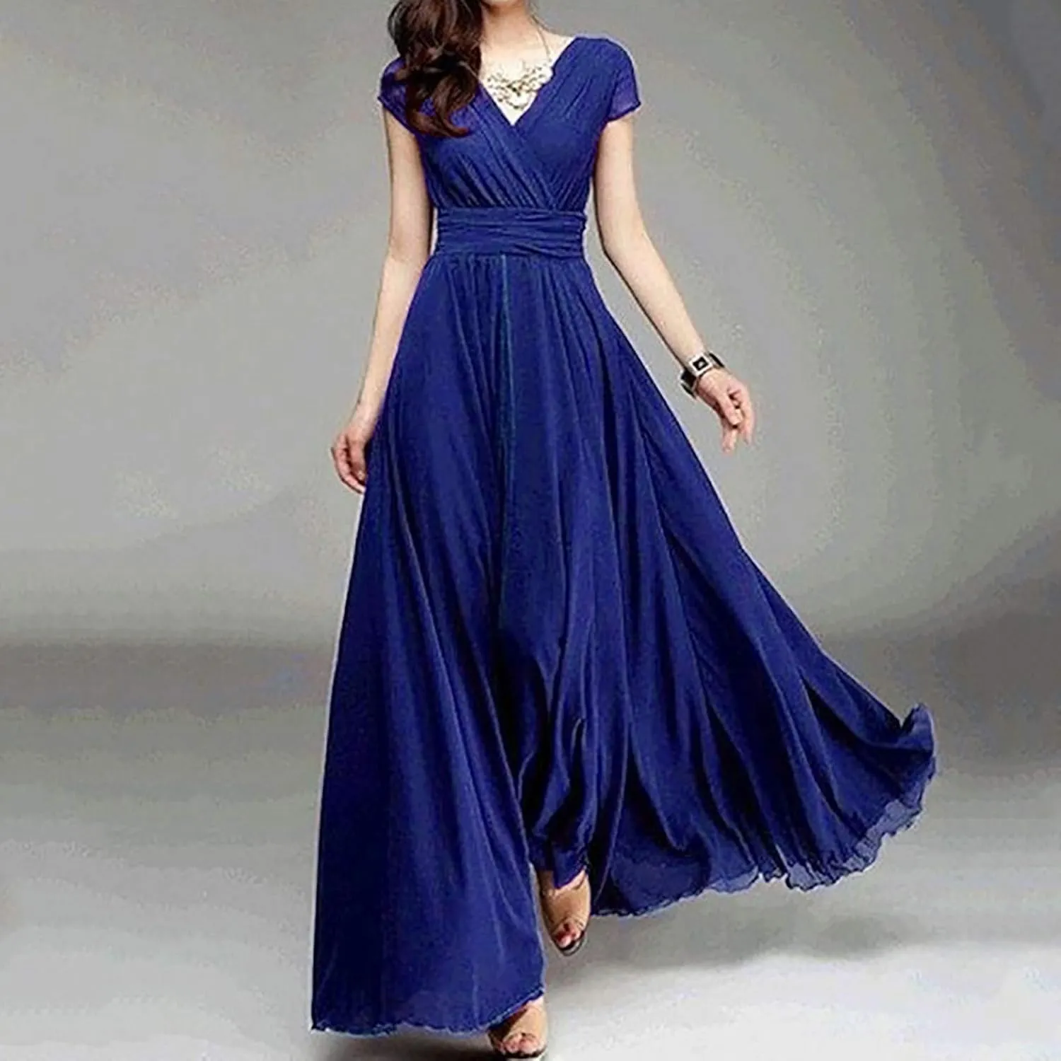 Dresses for Women Plus Size Casual Elegant Dress Spring Bodycon Dresses Flowy Swing V Neck Wedding Guest Party Dress
