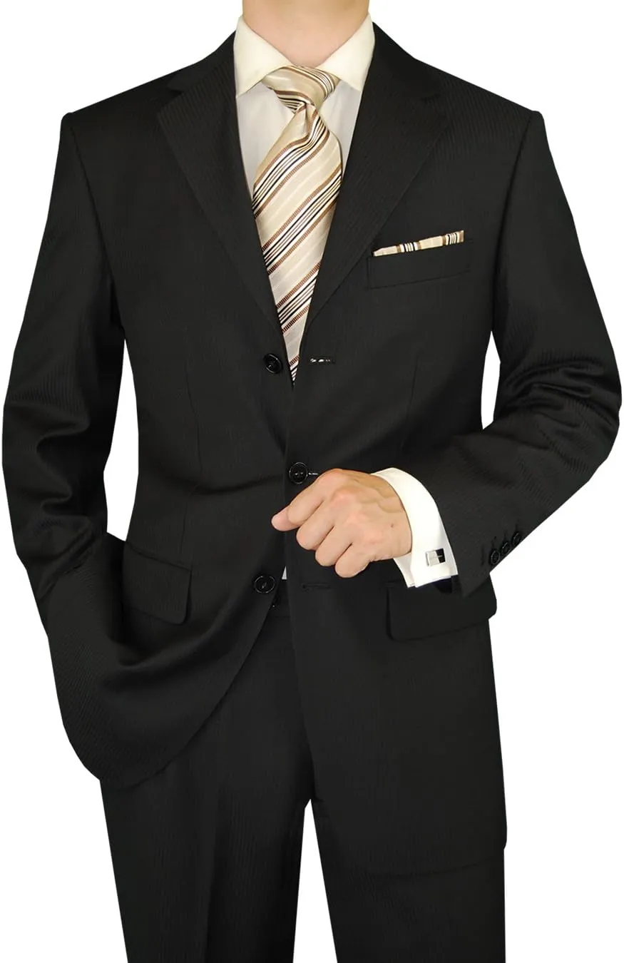 DTI GV Executive Men's Italian Wool 3 Button Suit 2 Piece Set Jacket Pant Stripe