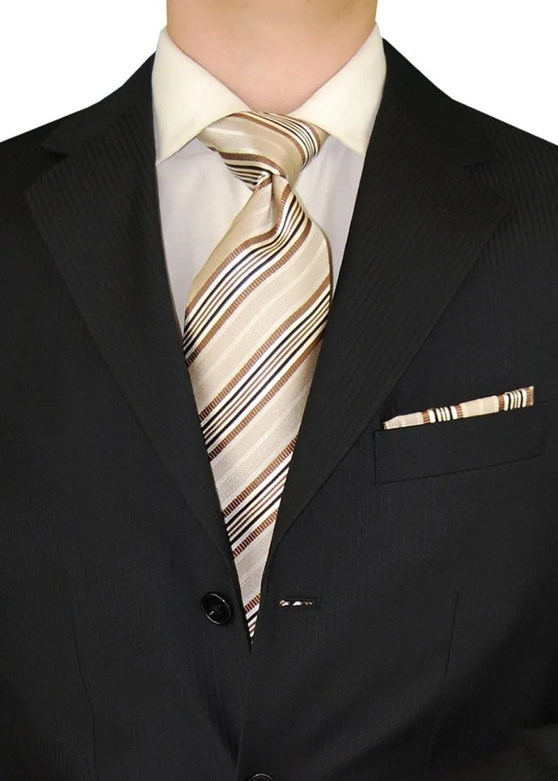 DTI GV Executive Men's Italian Wool 3 Button Suit 2 Piece Set Jacket Pant Stripe