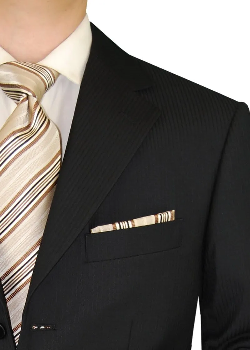 DTI GV Executive Men's Italian Wool 3 Button Suit 2 Piece Set Jacket Pant Stripe