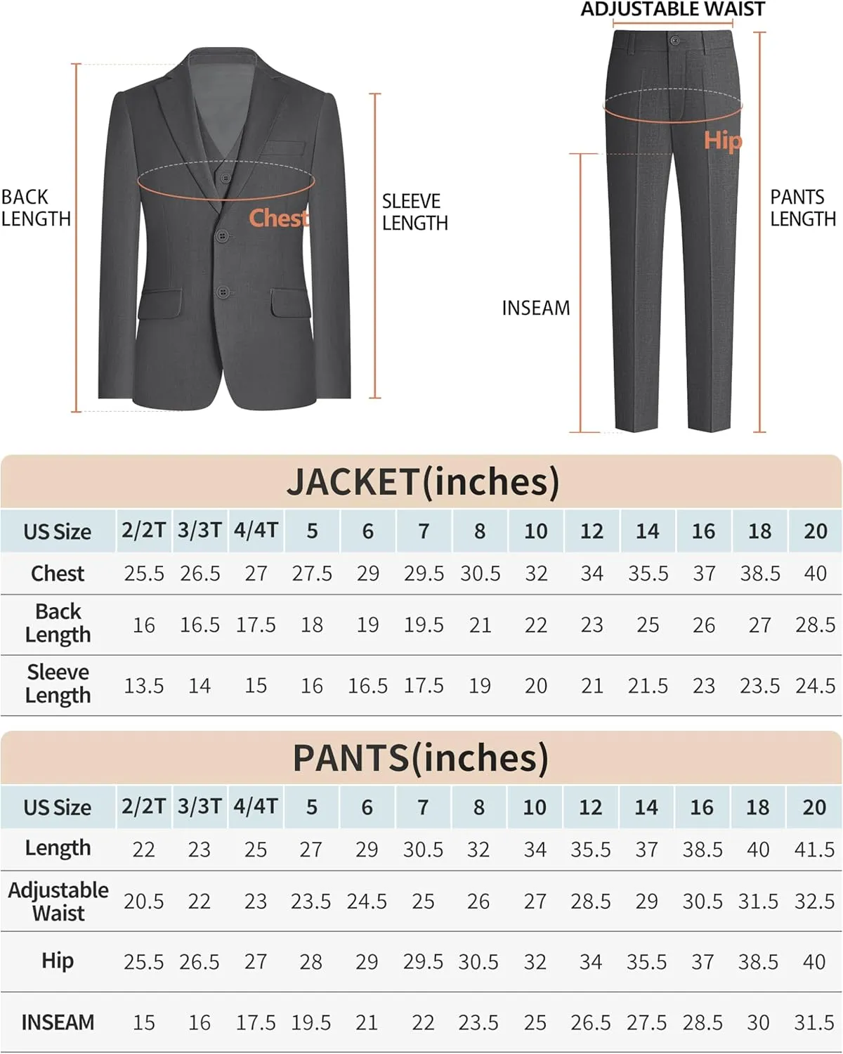 ELPA ELPA Boys Slim Fit Suit Kids Formal Suits Set for Boys Youth Suit Ring Bearer Outfit