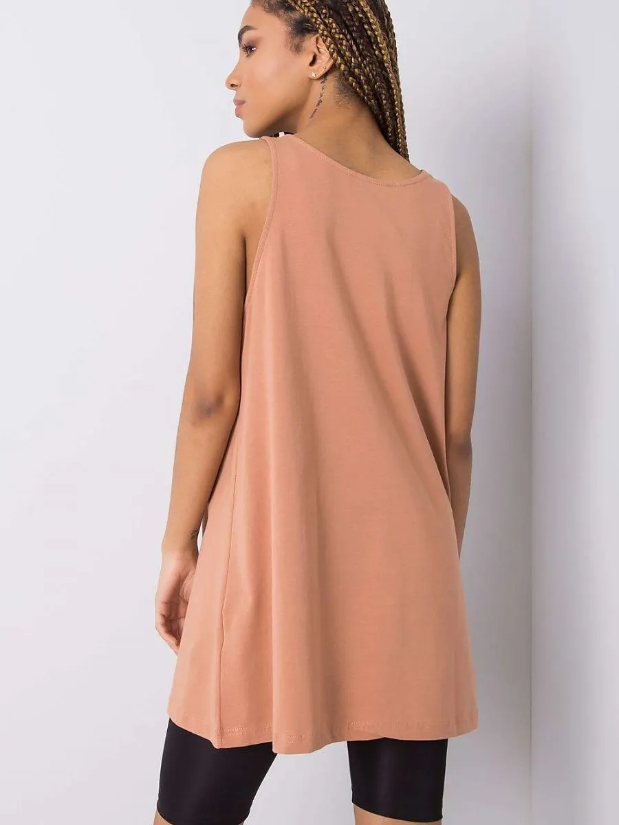 Extended Cut Brown Tank Top Fancy