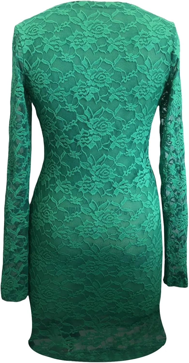 Fashion Plus Size Lace Dress Chiffon Wrap V Neck Bodycon Pencil Dresses Women Cocktail Party Guest Mini Dress Clubwear