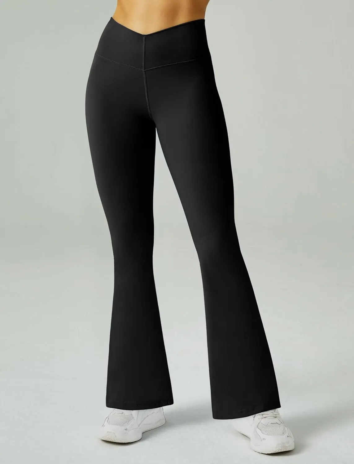 FireSwan Women's Flare Yoga Pants V Waist Flared Leggings High Waisted Bootcut Workout Pants Tummy Control