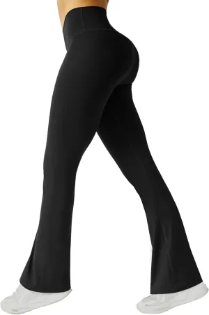 FireSwan Women's Flare Yoga Pants V Waist Flared Leggings High Waisted Bootcut Workout Pants Tummy Control