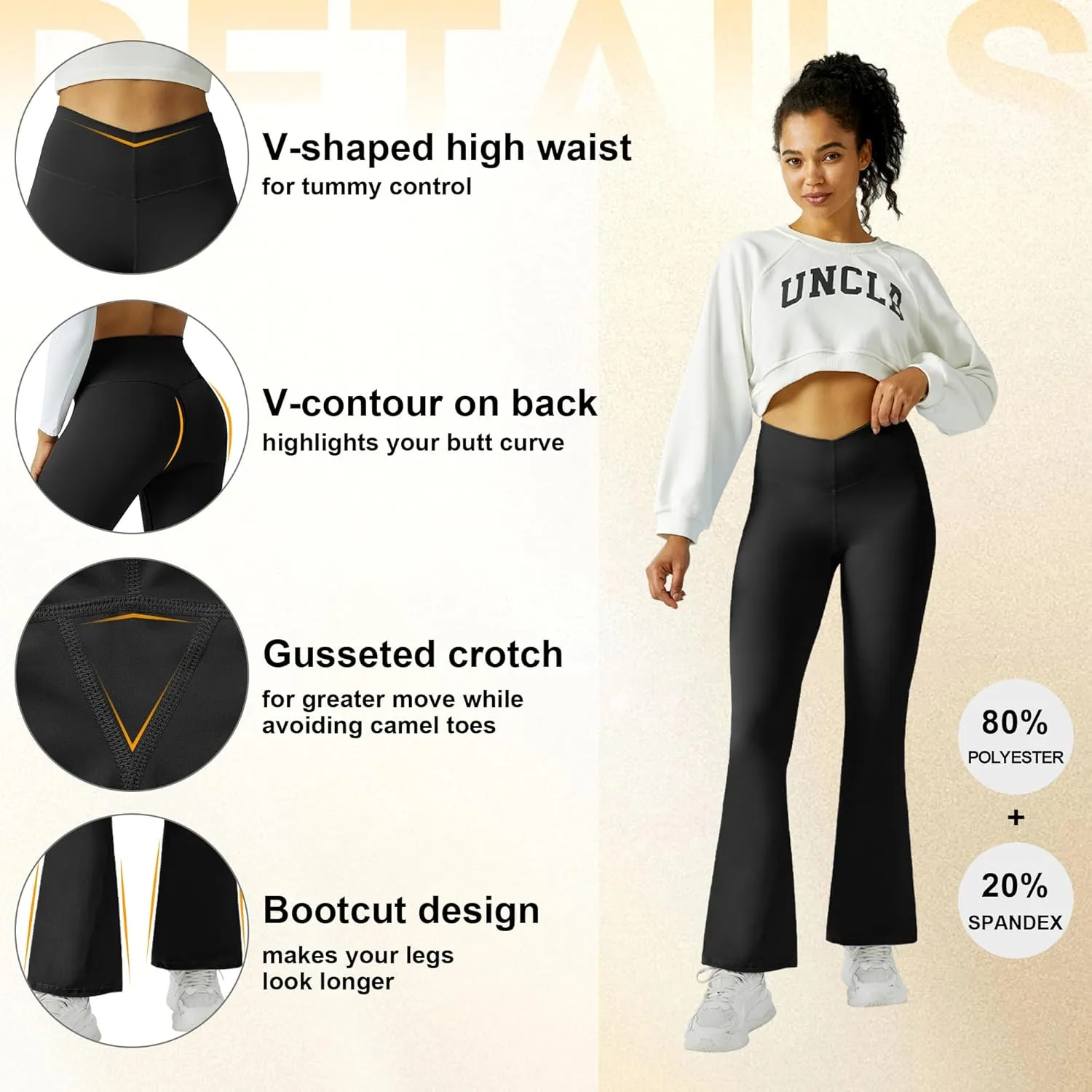 FireSwan Women's Flare Yoga Pants V Waist Flared Leggings High Waisted Bootcut Workout Pants Tummy Control