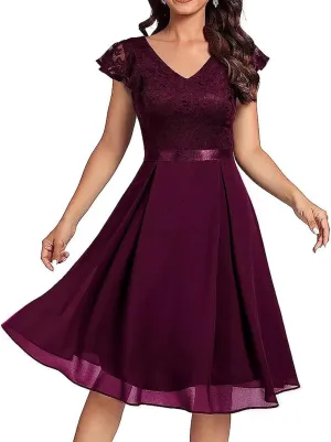 Firzero Formal Dresses for Women Vintage 50s Evening Party Dresses Sleeveless Floral Embroidery Mesh Lace Cocktail Dress