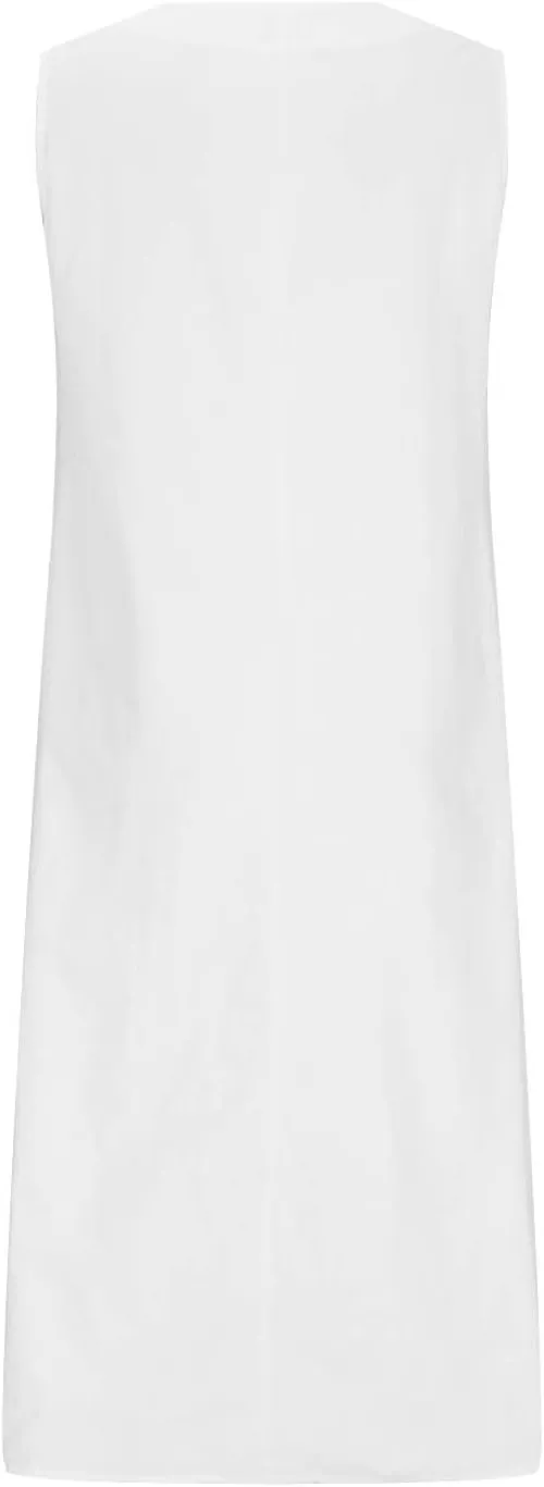Firzero Womens Casual Tank Dress 2024 Summer Crewneck Sleeveless Sundress Cotton Linen Long Dresses Flowy Maxi Beach Dress