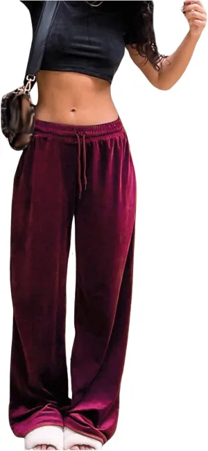 Floerns Women's Drawstring Waist Loose Wide Leg Baggy Pants Athletic Trousers