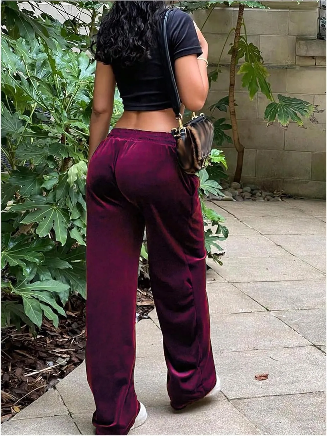 Floerns Women's Drawstring Waist Loose Wide Leg Baggy Pants Athletic Trousers