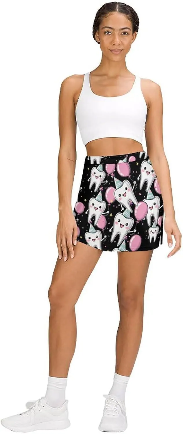 Funny Tooth Women's Skort Athletic Skirt Golf Skorts A-line Skirts with Built-in Shorts Pockets