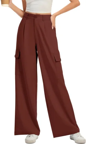 FUNYYZO 2025 Women Long Casual Pants High Waisted Pants Y2K Casual Wide Leg Elastic Waist Trousers