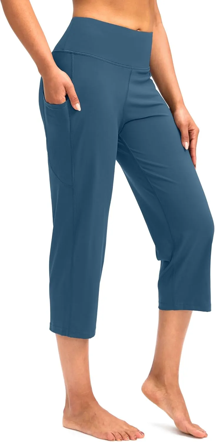 G Gradual Capri Pants for Women High Waist Workout Yoga Pants with Pockets Tummy Control Leggings Crop Straight