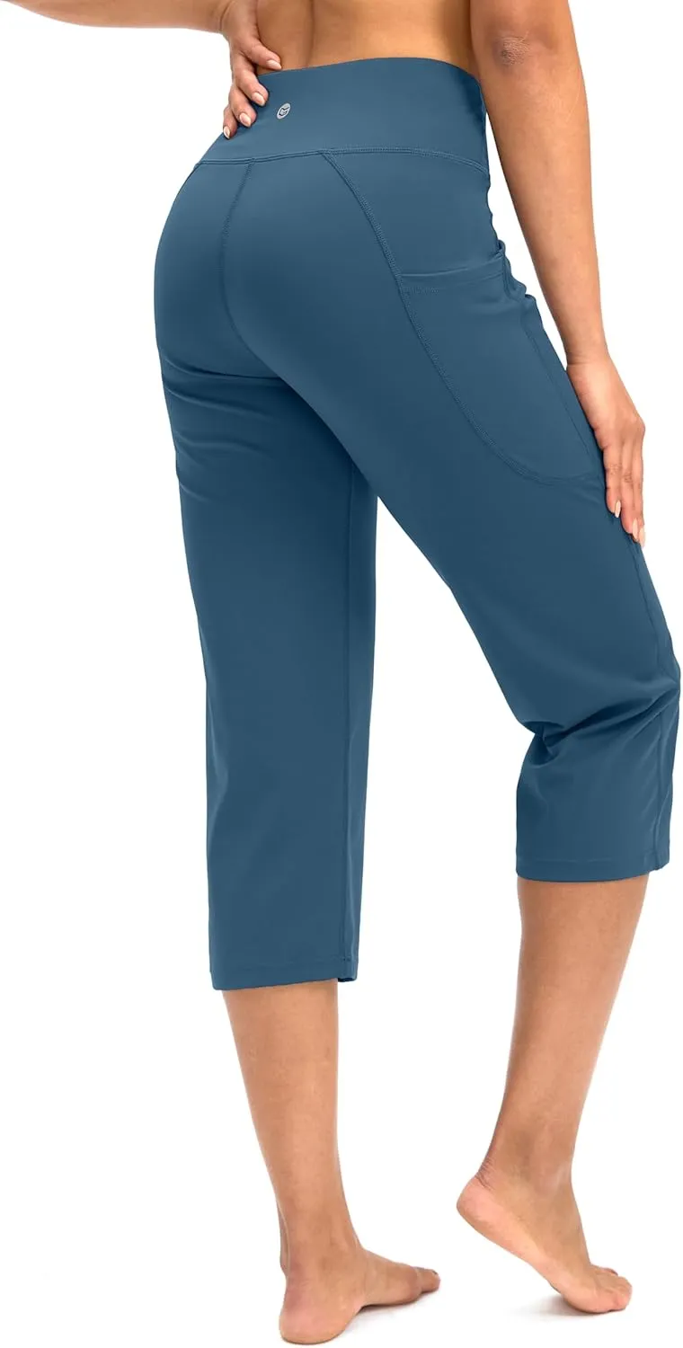 G Gradual Capri Pants for Women High Waist Workout Yoga Pants with Pockets Tummy Control Leggings Crop Straight