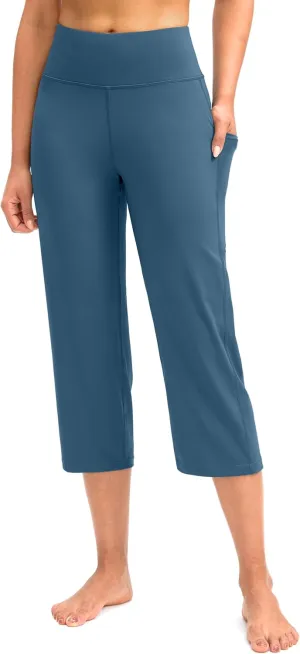 G Gradual Capri Pants for Women High Waist Workout Yoga Pants with Pockets Tummy Control Leggings Crop Straight