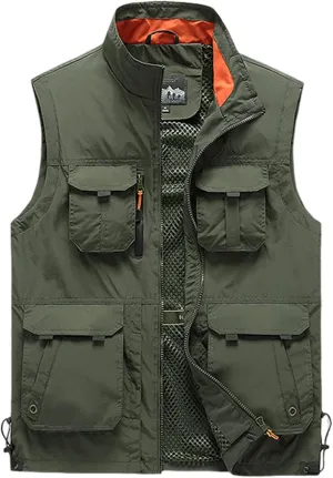 Gihuo Men's Lightweight Softshell Sleeveless Golf Vest with Zipper Pockets for Travel Hiking Fishing Safari Outwear