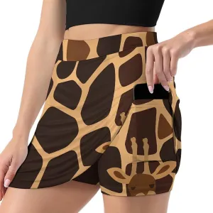 Giraffe Pattern Women's Skort Athletic Skirt Golf Skorts A-line Skirts with Built-in Shorts Pockets
