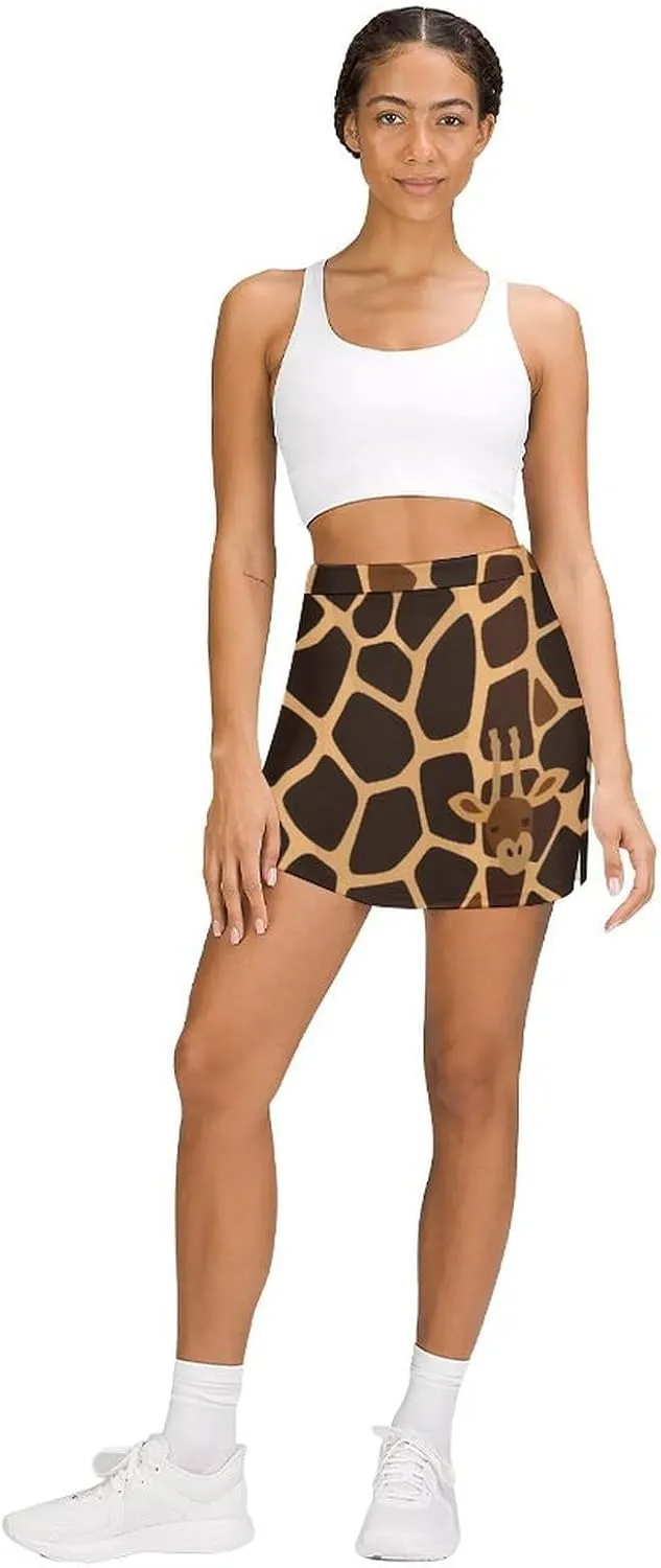 Giraffe Pattern Women's Skort Athletic Skirt Golf Skorts A-line Skirts with Built-in Shorts Pockets