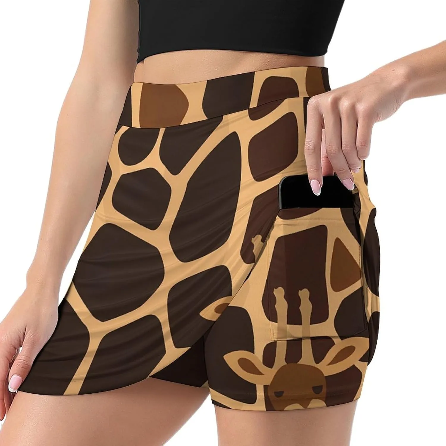 Giraffe Pattern Women's Skort Athletic Skirt Golf Skorts A-line Skirts with Built-in Shorts Pockets