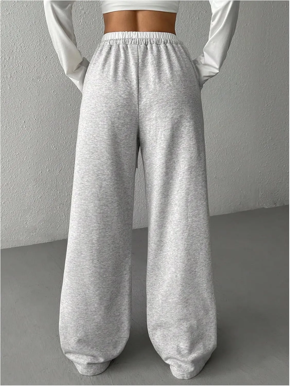 Girl's Color Block Sweatpants Wide Leg Drawstring Waist Long Track Pants Trousers with Pockets