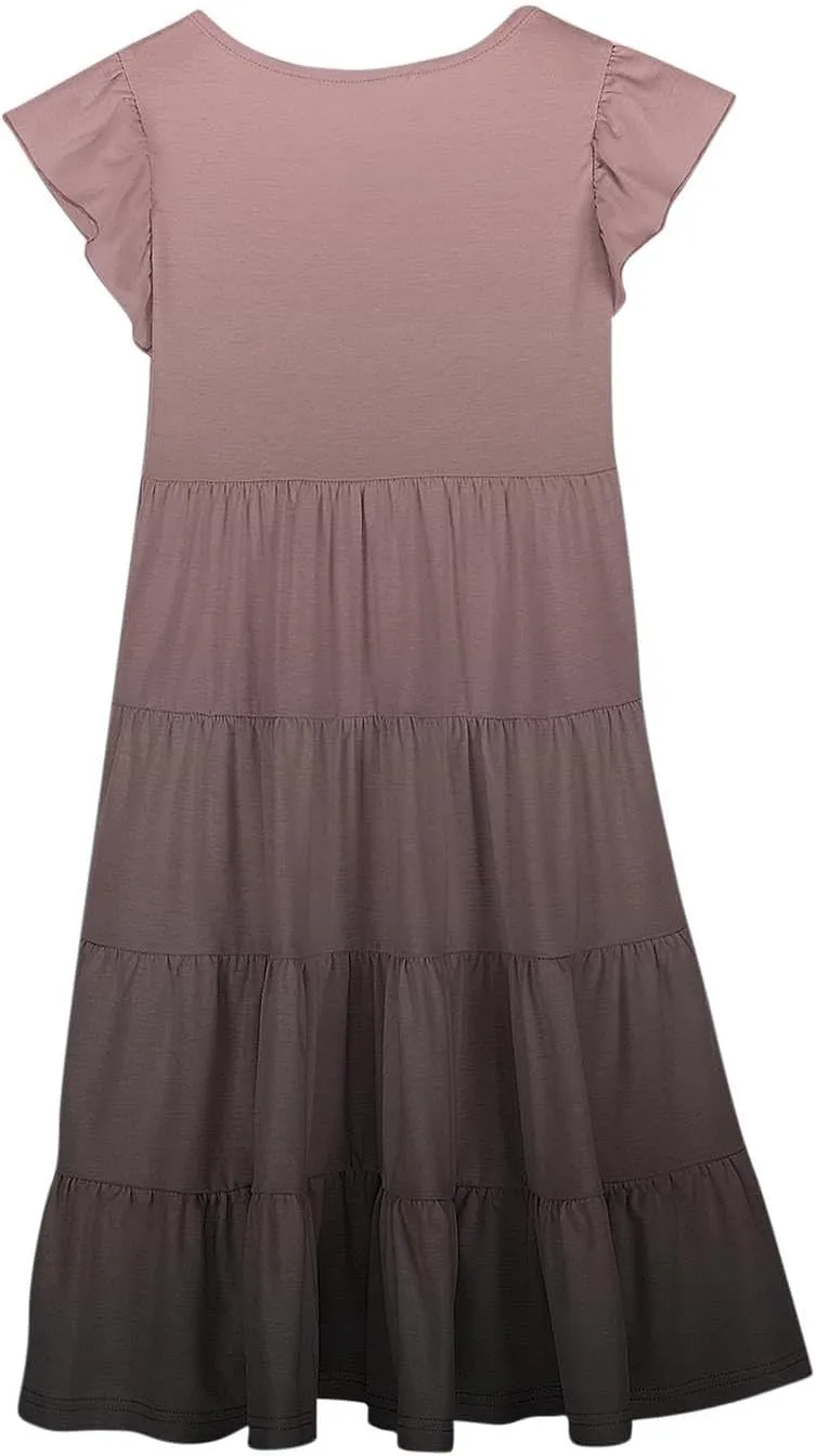 Girls Dresses Size 14-16 Summer Boho Sun Dress Tween Ruffles Tiered Sundress School Vacation Clothes Outfits