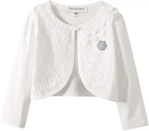 Girls Long Sleeve Lace Bolero Shrugs Cotton Cardigan Dress Cover Up