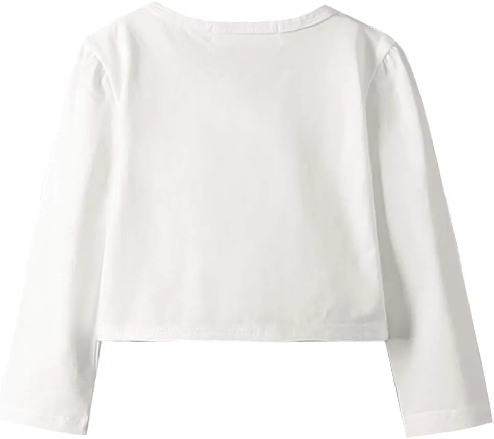 Girls Long Sleeve Lace Bolero Shrugs Cotton Cardigan Dress Cover Up