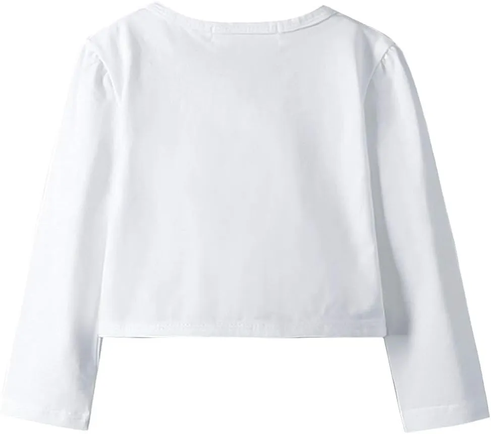 Girls Long Sleeve Lace Bolero Shrugs Cotton Cardigan Dress Cover Up