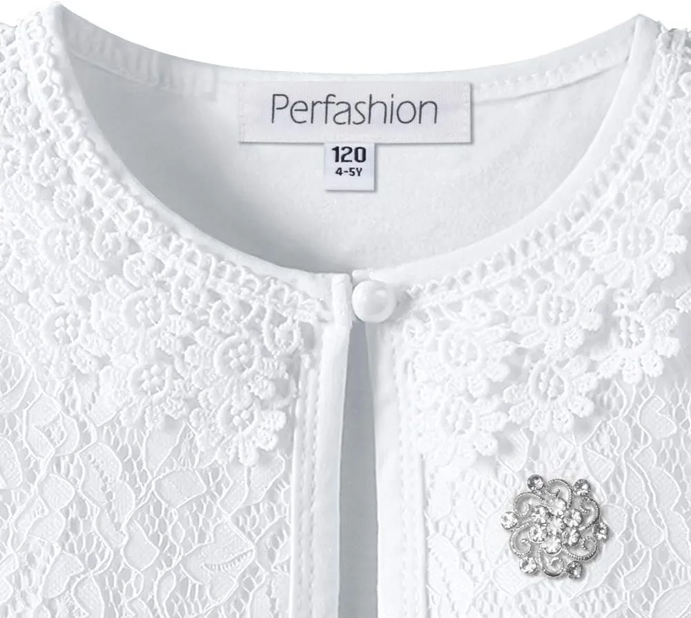 Girls Long Sleeve Lace Bolero Shrugs Cotton Cardigan Dress Cover Up