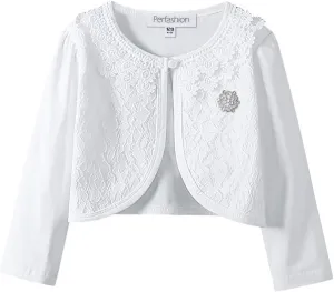Girls Long Sleeve Lace Bolero Shrugs Cotton Cardigan Dress Cover Up
