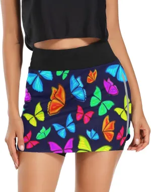 Golf Skirts Skorts Skirts for Women with Pockets Retro 80s Lightning Bolts Athletic Skirt