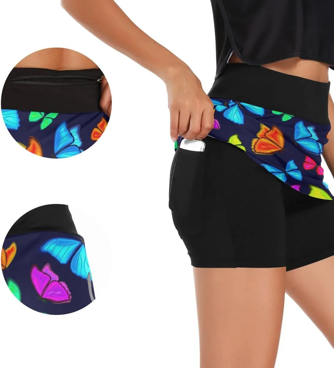 Golf Skirts Skorts Skirts for Women with Pockets Retro 80s Lightning Bolts Athletic Skirt