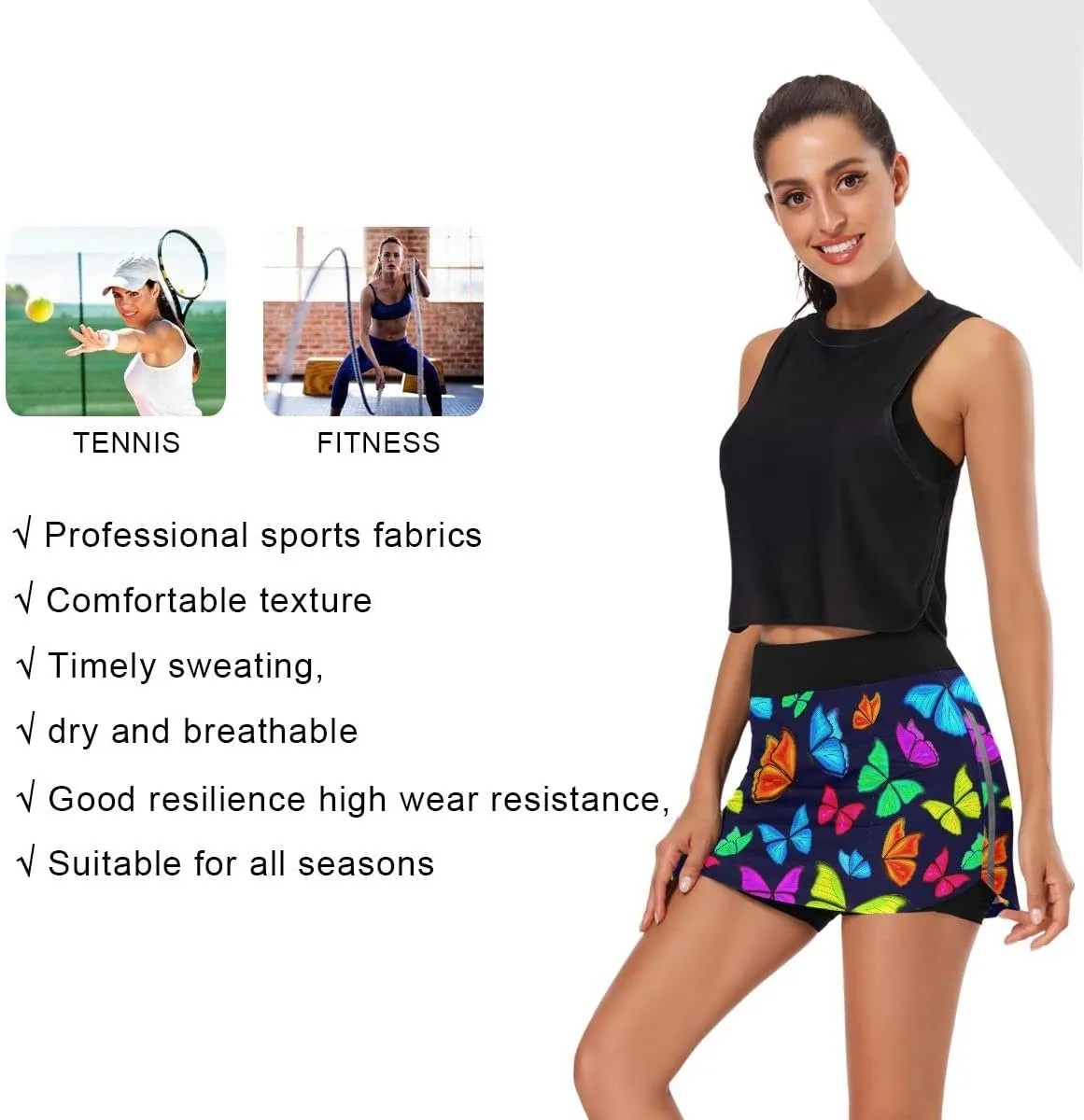 Golf Skirts Skorts Skirts for Women with Pockets Retro 80s Lightning Bolts Athletic Skirt