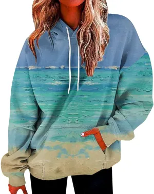 Gradient Oversized Sweatshirts for Women Loose Fit Casual Y2k Hoodies Long Sleeve Hooded Sweatshirt Trendy Pullover