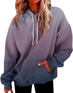 Gradient Oversized Sweatshirts for Women Loose Fit Casual Y2k Hoodies Long Sleeve Hooded Sweatshirt Trendy Pullover