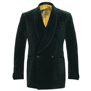 Green Double-Breasted Velvet Smoking Jacket
